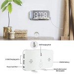 Mirrored LED Alarm Clock with USB Charger