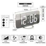 Mirrored LED Alarm Clock with USB Charger