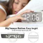 Mirrored LED Alarm Clock with USB Charger