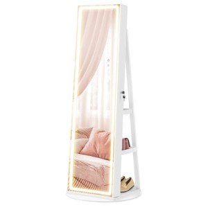 Standing LED Mirror Jewelry Cabinet with Storage