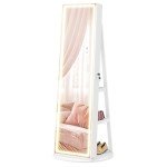 Standing LED Mirror Jewelry Cabinet with Storage