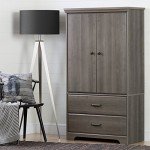 Gray Maple 2-Door Armoire with Drawers