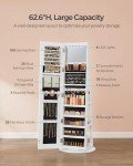 Standing LED Mirror Jewelry Cabinet with Storage