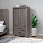 Gray Maple 2-Door Armoire with Drawers