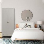 YEEZER Gray Metal Wardrobe Cabinet with Hanging Rod