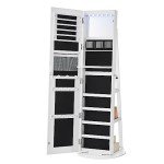 Standing LED Mirror Jewelry Cabinet with Storage