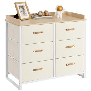 Beige 6-Drawer Dresser for Kids Room