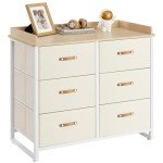 Beige 6-Drawer Dresser for Kids Room
