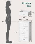 Stylish 5-Drawer Tall Dresser with Fabric Bins
