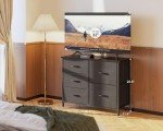 Black 5-Drawer Fabric Dresser and TV Stand