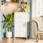 Stylish 5-Drawer Tall Dresser with Fabric Bins