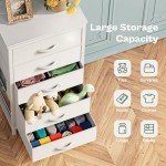 Stylish 5-Drawer Tall Dresser with Fabric Bins