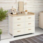 Beige 6-Drawer Dresser for Kids Room