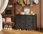 Black 5-Drawer Fabric Dresser and TV Stand