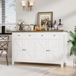 55" Modern Farmhouse Buffet Cabinet with Barn Doors