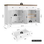 55" Modern Farmhouse Buffet Cabinet with Barn Doors