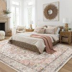 Vintage 5x7 Washable Area Rug - Soft Pink Carpet
