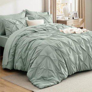 Sage Green Queen Comforter Set – 7 Pieces