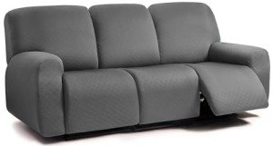 Dark Grey Stretch Recliner Sofa Cover Set