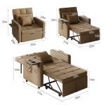 Versatile Velvet Sofa Bed Chair with USB Ports