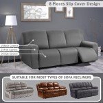 Dark Grey Stretch Recliner Sofa Cover Set