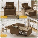 Versatile Velvet Sofa Bed Chair with USB Ports