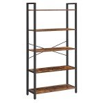 VASAGLE 5-Tier Industrial Bookshelf in Rustic Brown