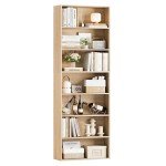 82" Tall 7-Tier Open Bookshelf in Light Oak