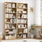 82" Tall 7-Tier Open Bookshelf in Light Oak