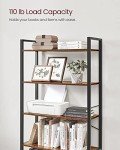 VASAGLE 5-Tier Industrial Bookshelf in Rustic Brown