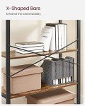 VASAGLE 5-Tier Industrial Bookshelf in Rustic Brown