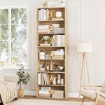 82" Tall 7-Tier Open Bookshelf in Light Oak
