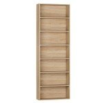 82" Tall 7-Tier Open Bookshelf in Light Oak