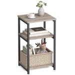 VASAGLE Tall Side Table in Greige and Black