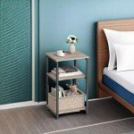 VASAGLE Tall Side Table in Greige and Black