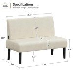 Yaheetech Armless Mini Sofa Loveseat for Small Spaces