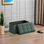 Mazie 30” Folding Storage Ottoman Bench - Retro Green