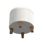 Cream Round Tufted Storage Ottoman for Home