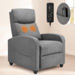 Grey Upholstered Recliner Chair with Adjustable Backrest