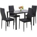 5-Piece Modern Dining Set with Faux Leather Chairs