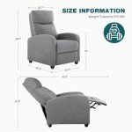 Grey Upholstered Recliner Chair with Adjustable Backrest