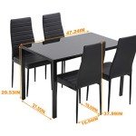 5-Piece Modern Dining Set with Faux Leather Chairs