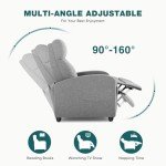 Grey Upholstered Recliner Chair with Adjustable Backrest