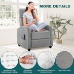 Grey Upholstered Recliner Chair with Adjustable Backrest