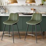 Forest Green Counter Height Bar Stools Set of 2