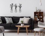 3-Piece Black Metal Flower Wall Art Set