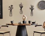 3-Piece Black Metal Flower Wall Art Set