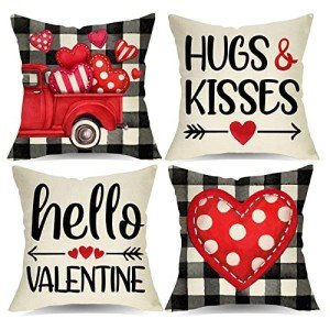 Valentine's Day Heart Throw Pillow Covers Set of 4