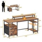 61" Reversible Desk with Fabric File Drawer