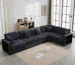 ASAHREE Grey Large Corduroy Sectional Sofa Set